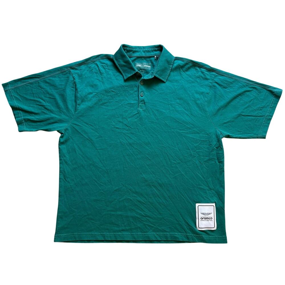 Aston Martin Formula One Team Aramco Green Polo Collared Shirt Men’s Size Large